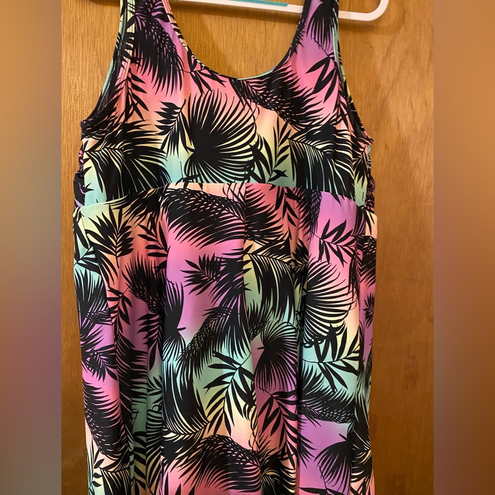 Torrid Wireless Long Zip-Front Swim Dress with Shorts